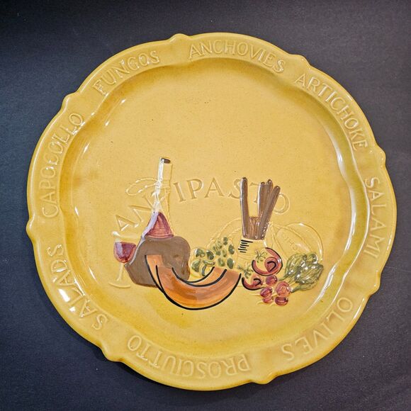 Vtg Antipasto Ceramic Chop Plate 13" Platter Italian Kitchen Appetizers - Picture 1 of 3
